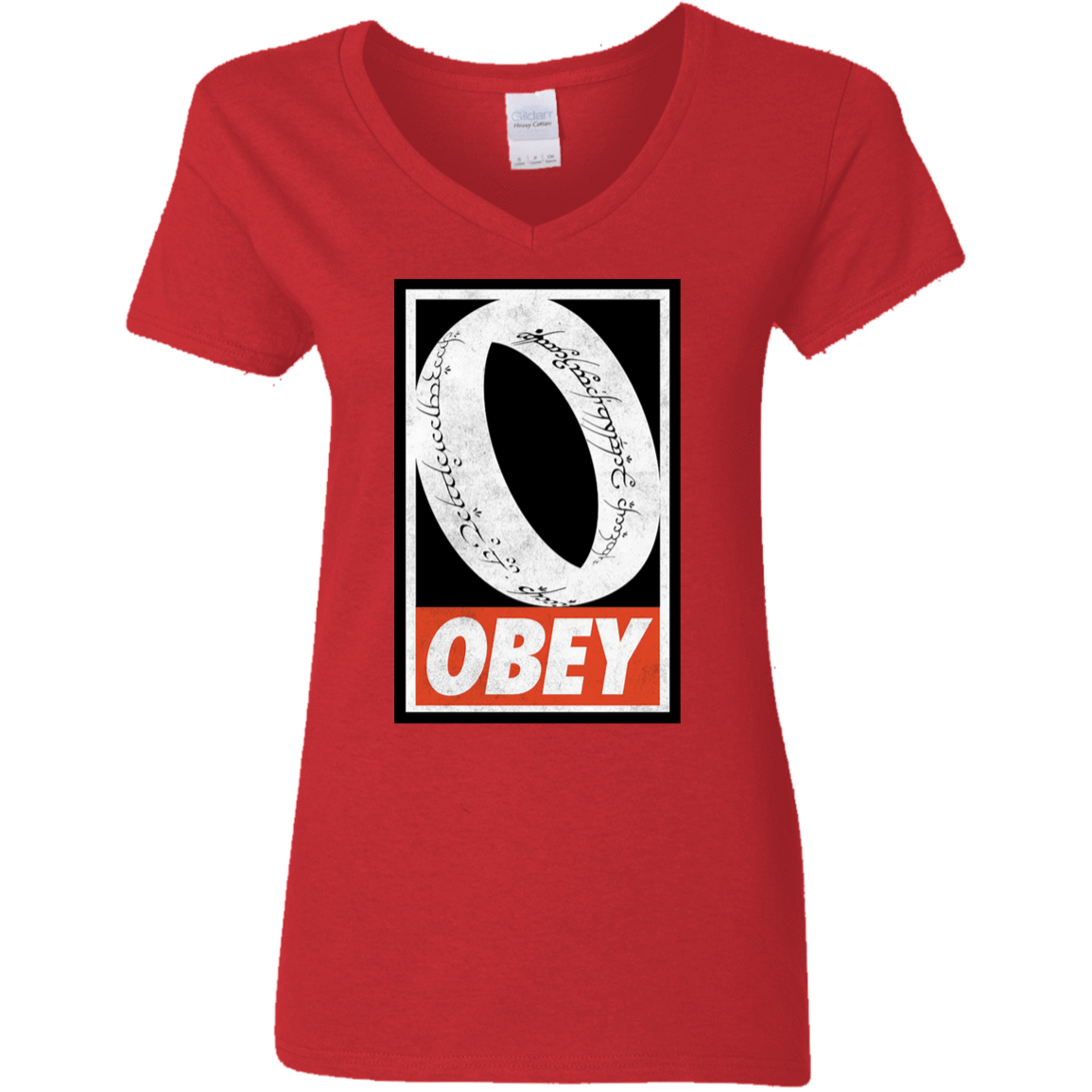 T-Shirts Red / S Obey One Ring Women's V-Neck T-Shirt