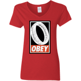 T-Shirts Red / S Obey One Ring Women's V-Neck T-Shirt