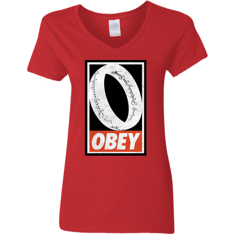 T-Shirts Red / S Obey One Ring Women's V-Neck T-Shirt