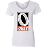 T-Shirts White / S Obey One Ring Women's V-Neck T-Shirt