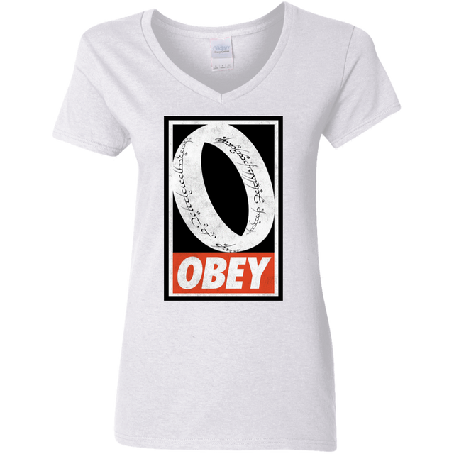 T-Shirts White / S Obey One Ring Women's V-Neck T-Shirt