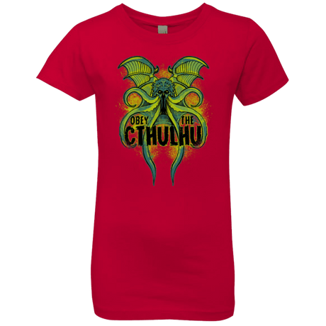 T-Shirts Red / YXS Obey the Cthulhu Neon Girls Premium T-Shirt