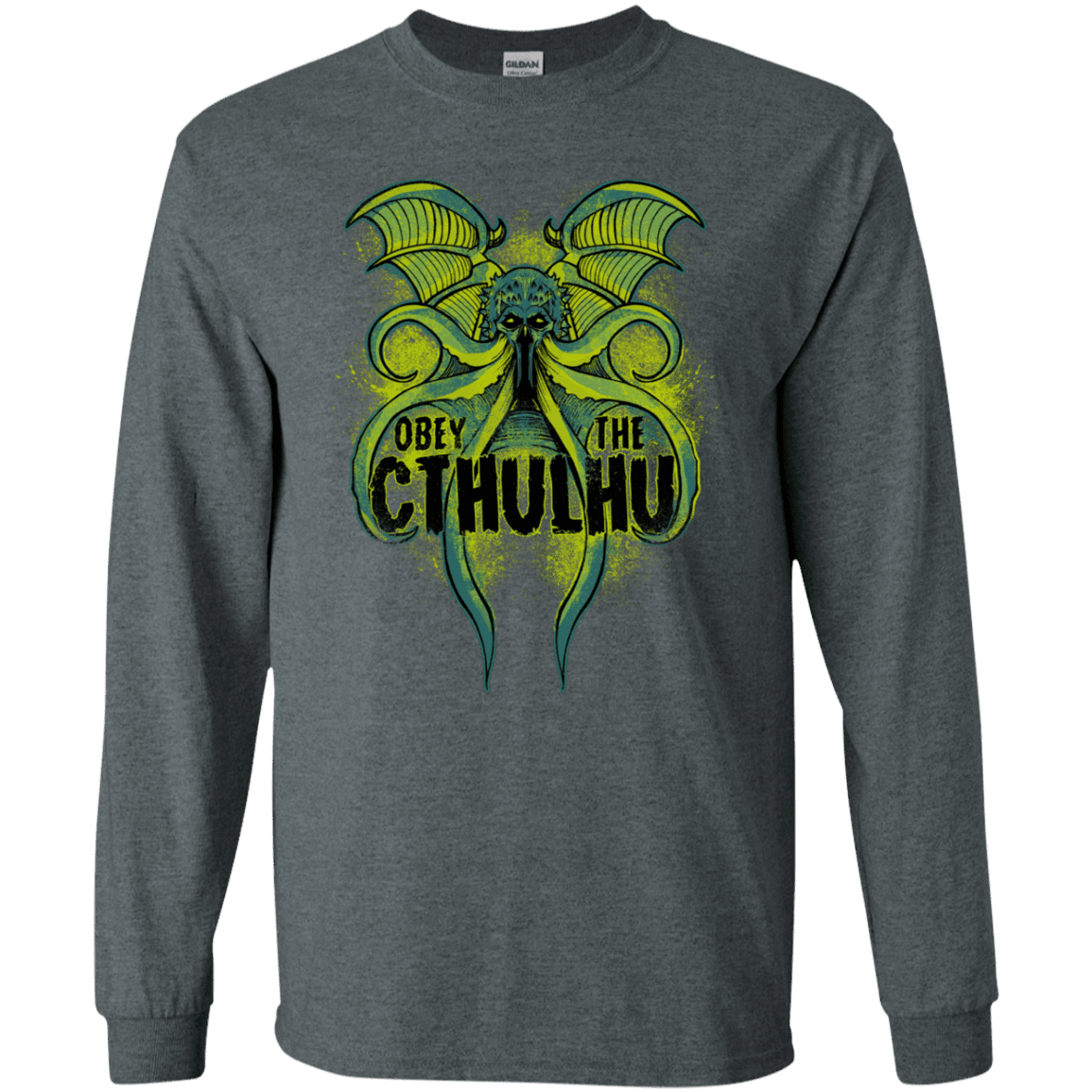 T-Shirts Dark Heather / S Obey the Cthulhu Neon Men's Long Sleeve T-Shirt