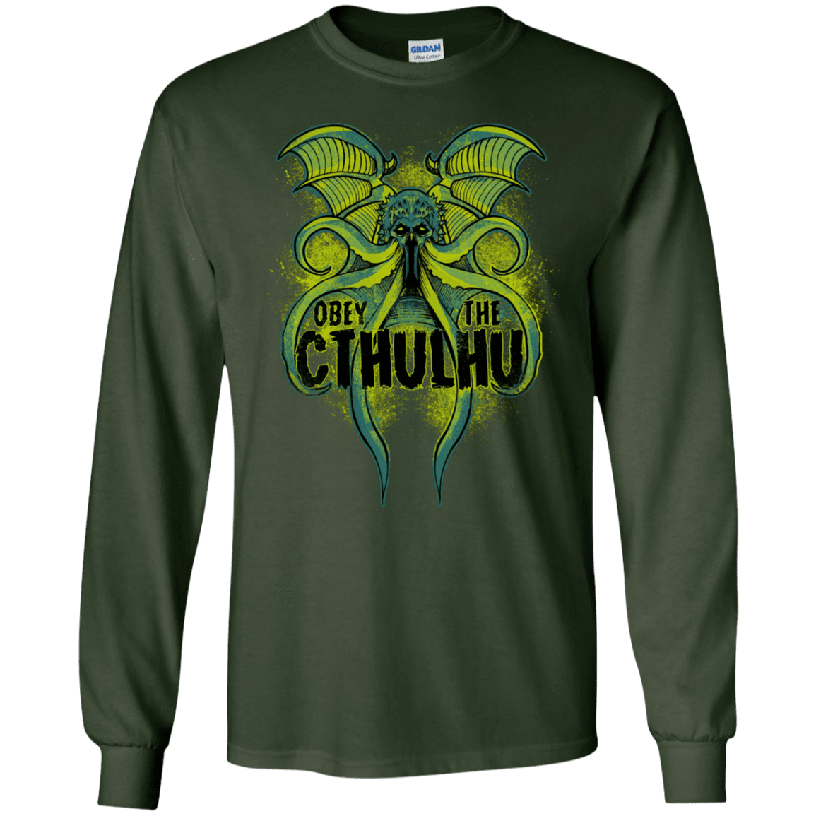 T-Shirts Forest Green / S Obey the Cthulhu Neon Men's Long Sleeve T-Shirt