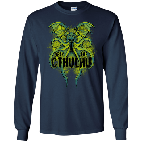 T-Shirts Navy / S Obey the Cthulhu Neon Men's Long Sleeve T-Shirt