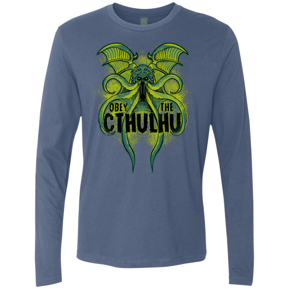T-Shirts Indigo / S Obey the Cthulhu Neon Men's Premium Long Sleeve