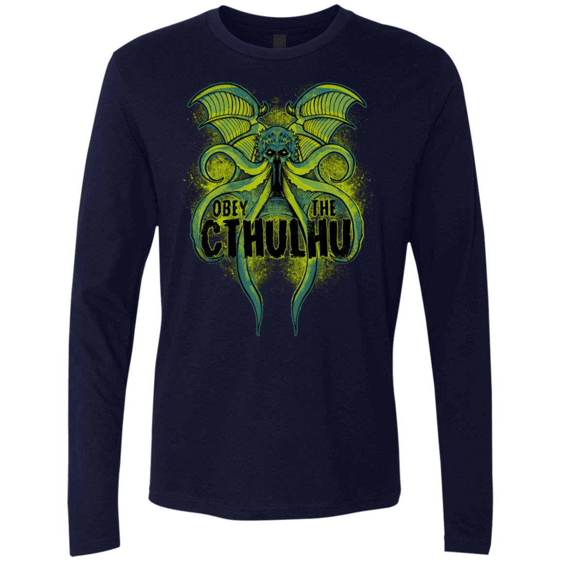 T-Shirts Midnight Navy / S Obey the Cthulhu Neon Men's Premium Long Sleeve