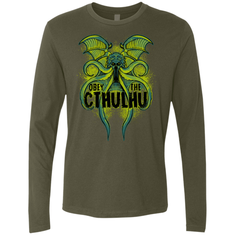 T-Shirts Military Green / S Obey the Cthulhu Neon Men's Premium Long Sleeve