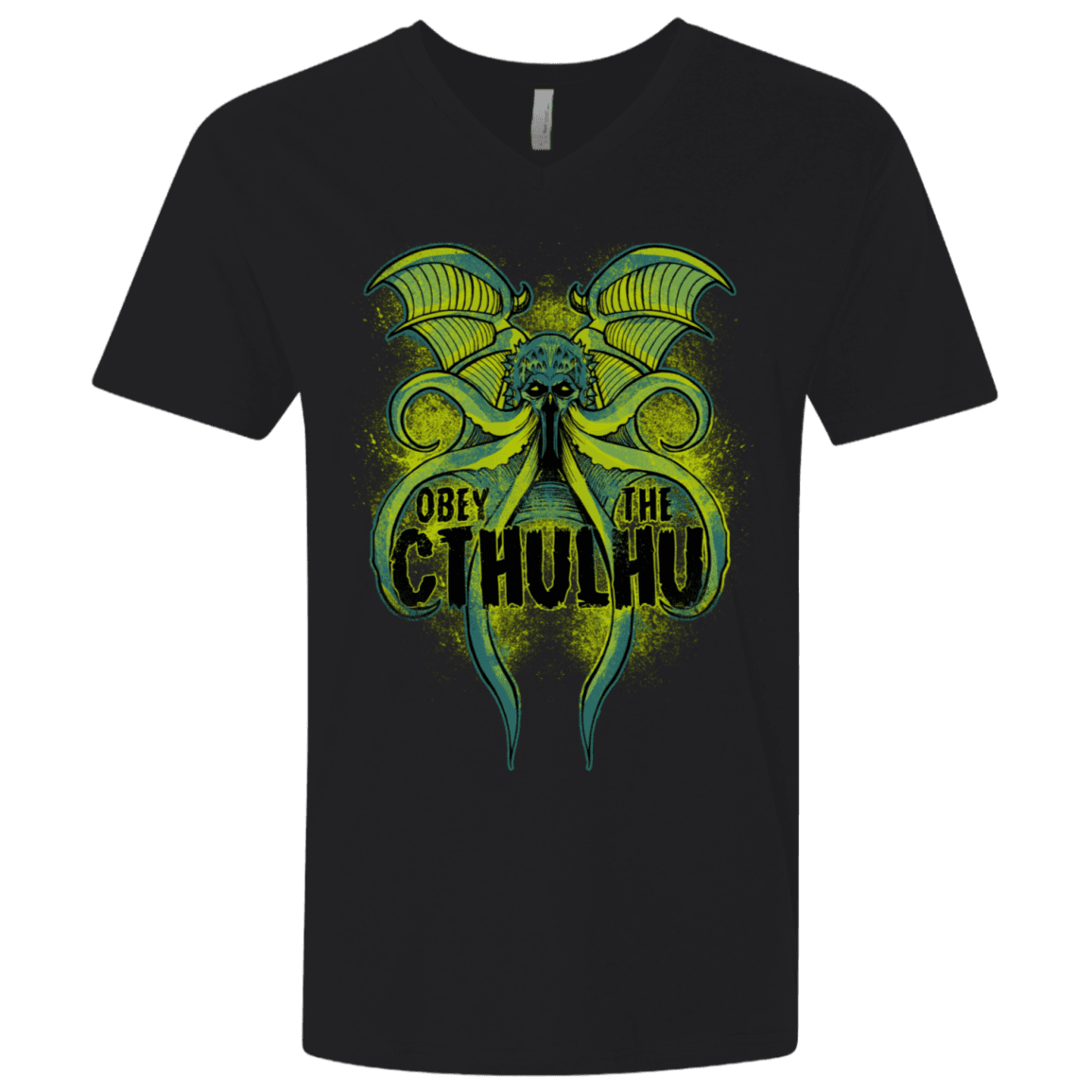 T-Shirts Black / X-Small Obey the Cthulhu Neon Men's Premium V-Neck