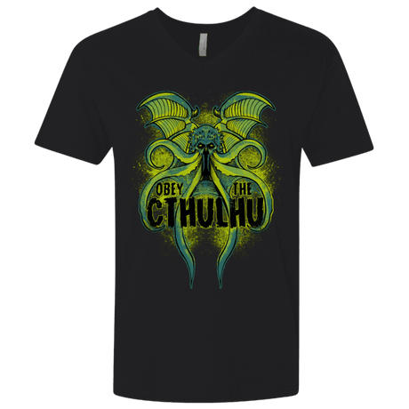 T-Shirts Black / X-Small Obey the Cthulhu Neon Men's Premium V-Neck