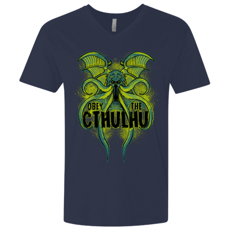T-Shirts Midnight Navy / X-Small Obey the Cthulhu Neon Men's Premium V-Neck