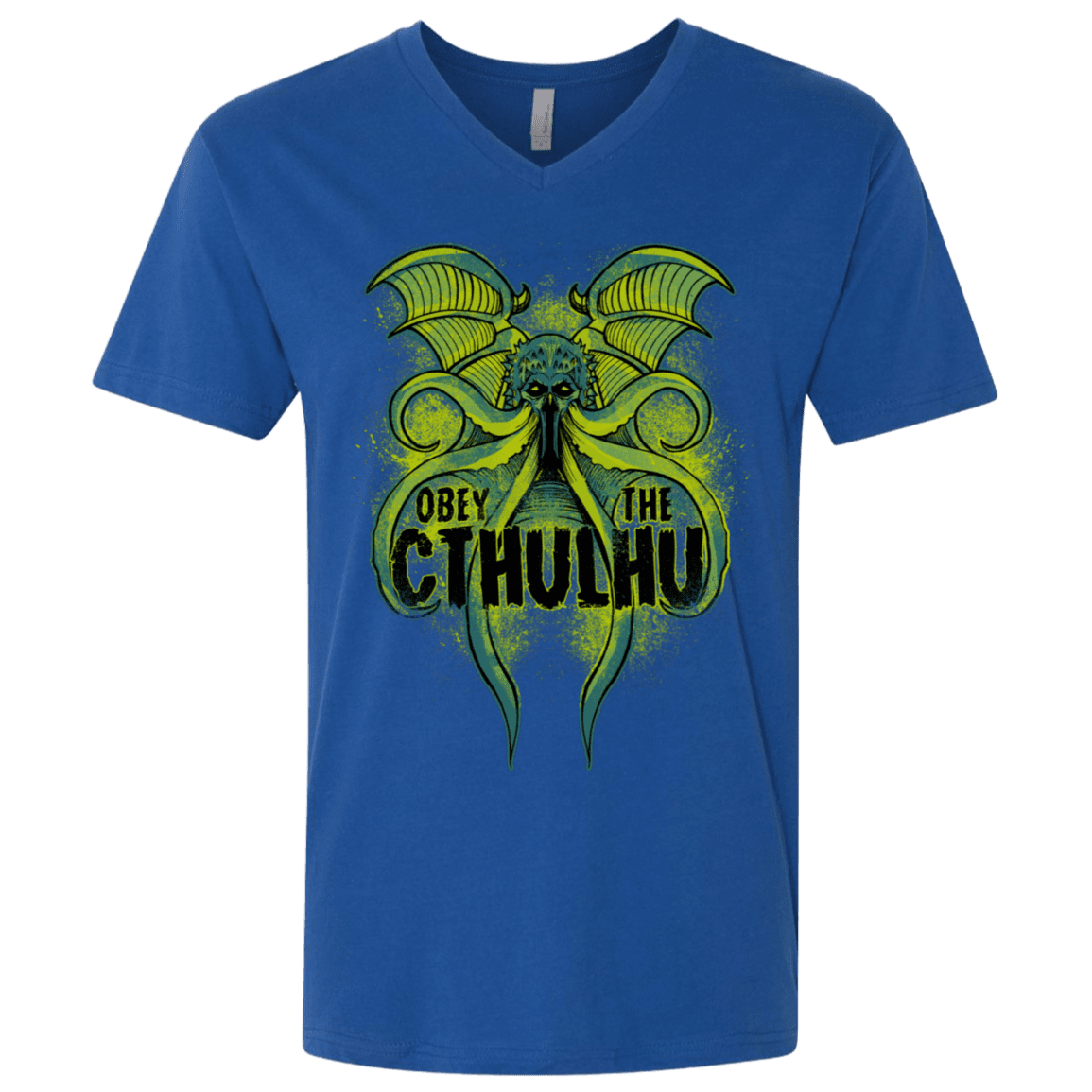 T-Shirts Royal / X-Small Obey the Cthulhu Neon Men's Premium V-Neck