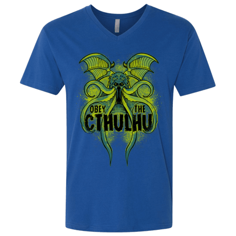 T-Shirts Royal / X-Small Obey the Cthulhu Neon Men's Premium V-Neck