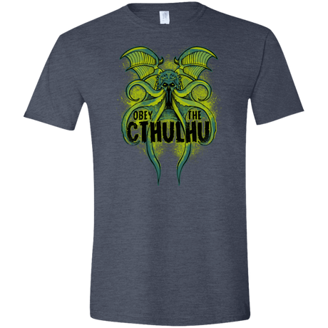 T-Shirts Heather Navy / S Obey the Cthulhu Neon Men's Semi-Fitted Softstyle