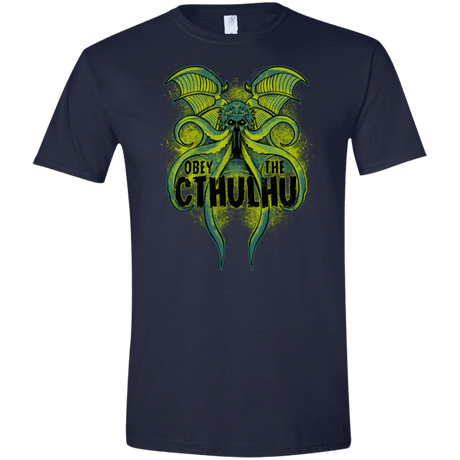 T-Shirts Navy / X-Small Obey the Cthulhu Neon Men's Semi-Fitted Softstyle