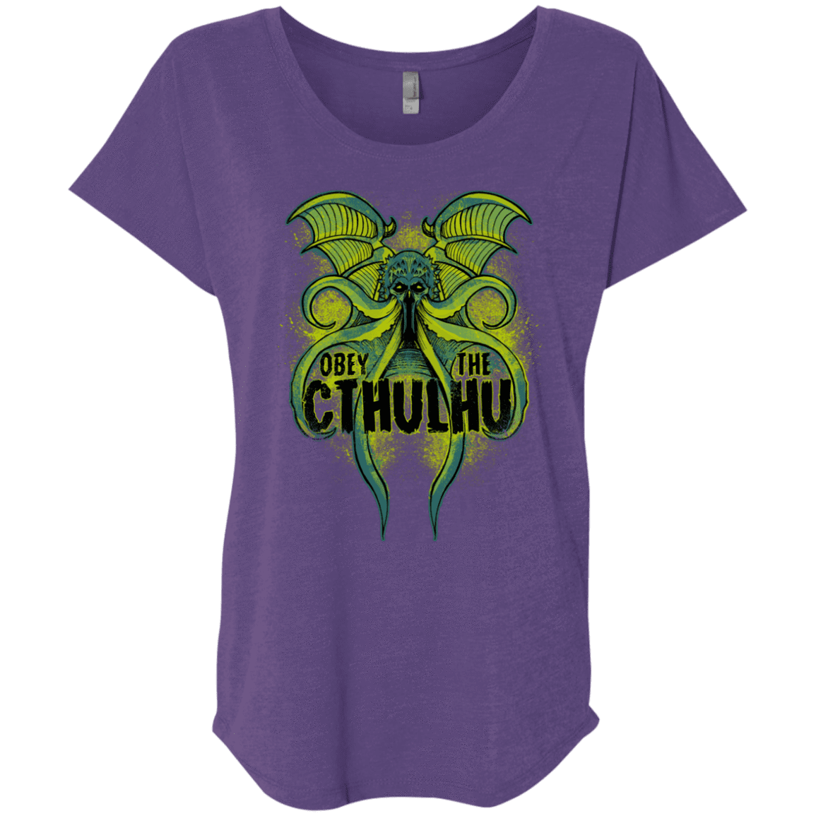 T-Shirts Purple Rush / X-Small Obey the Cthulhu Neon Triblend Dolman Sleeve