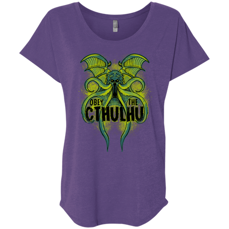 T-Shirts Purple Rush / X-Small Obey the Cthulhu Neon Triblend Dolman Sleeve