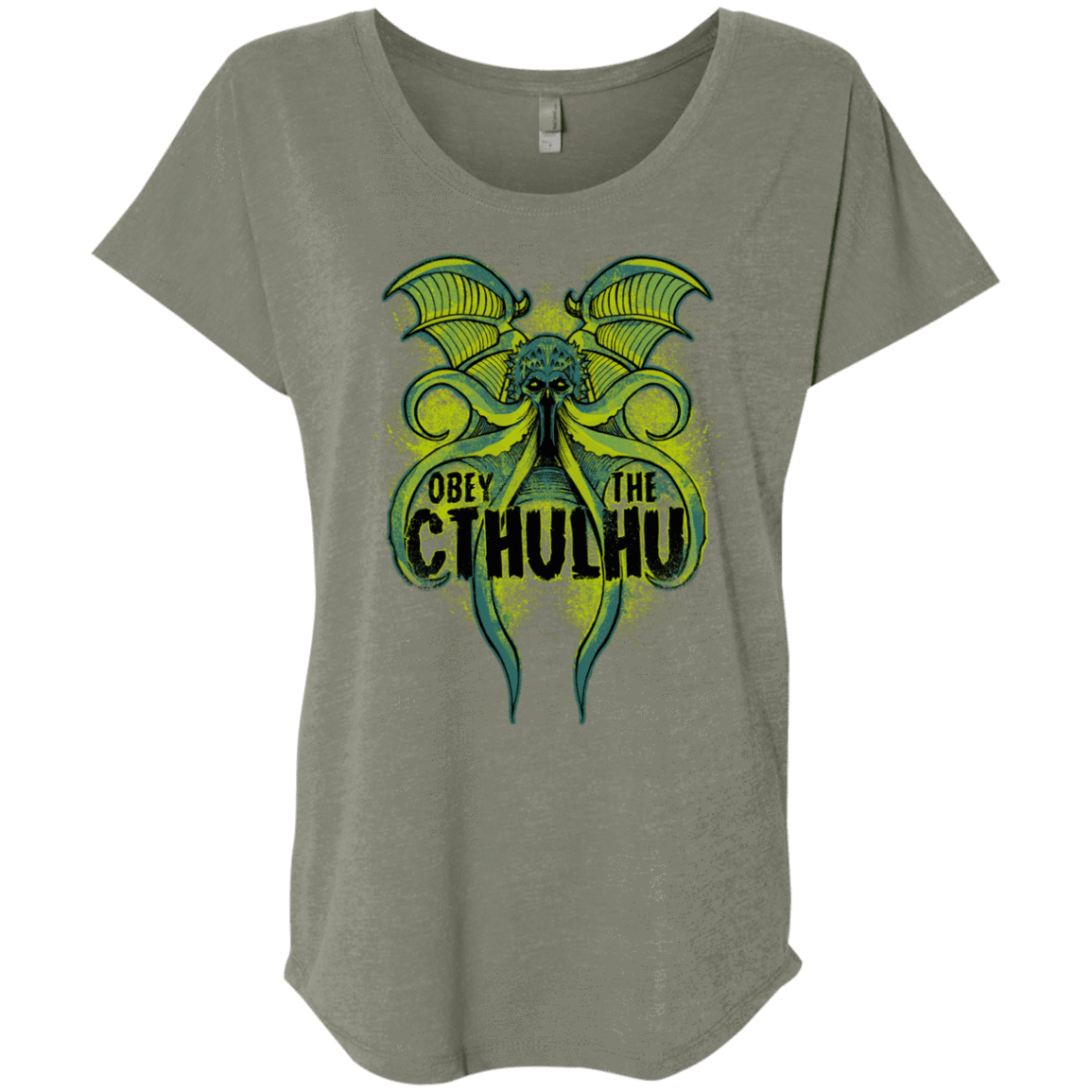 T-Shirts Venetian Grey / X-Small Obey the Cthulhu Neon Triblend Dolman Sleeve