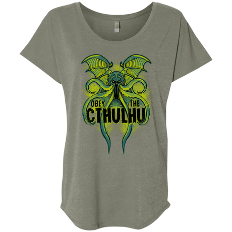 T-Shirts Venetian Grey / X-Small Obey the Cthulhu Neon Triblend Dolman Sleeve