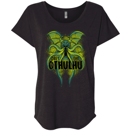 T-Shirts Vintage Black / X-Small Obey the Cthulhu Neon Triblend Dolman Sleeve