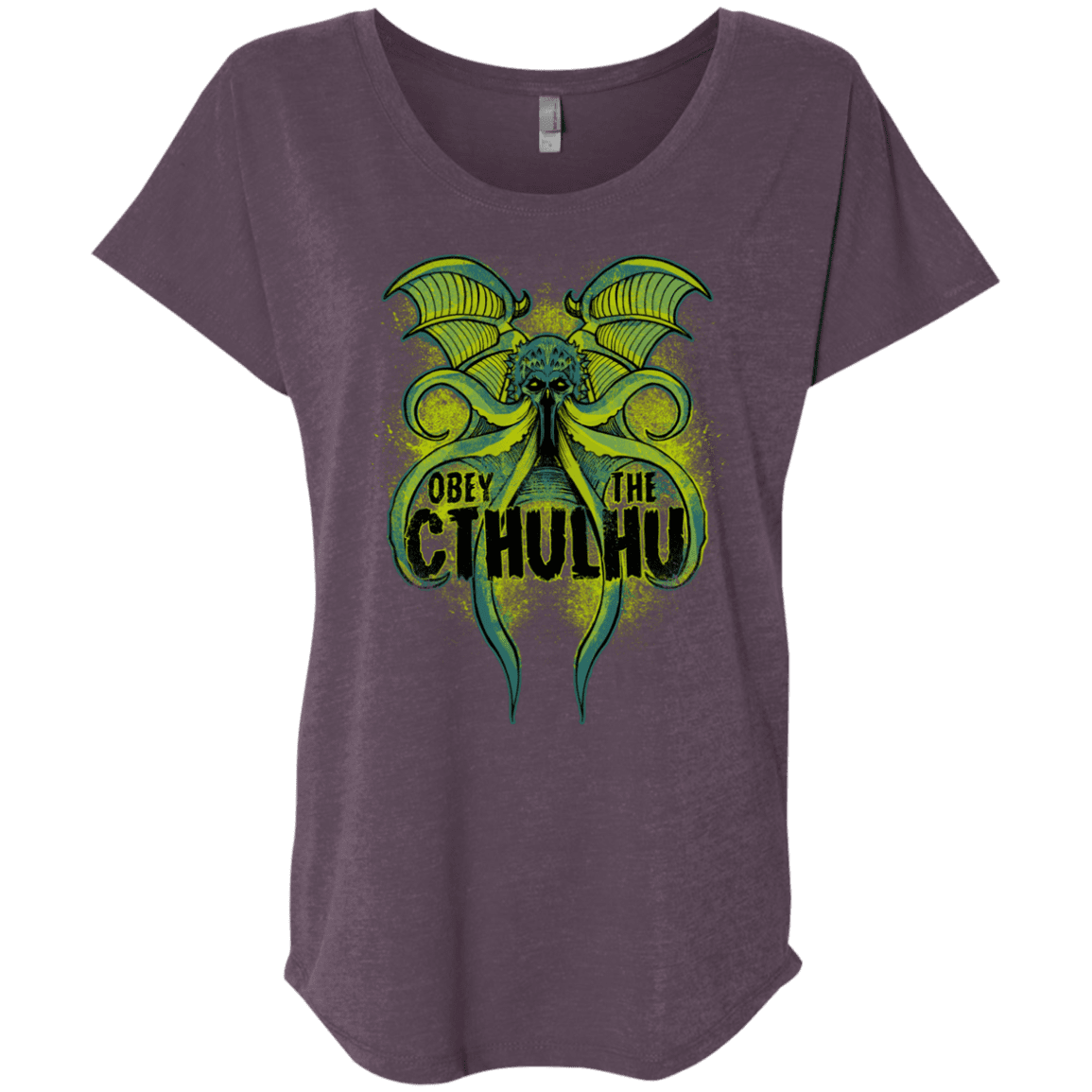 T-Shirts Vintage Purple / X-Small Obey the Cthulhu Neon Triblend Dolman Sleeve
