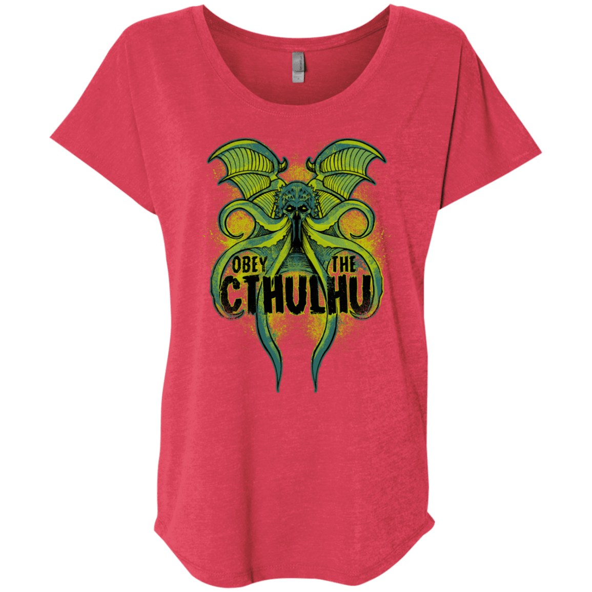 T-Shirts Vintage Red / X-Small Obey the Cthulhu Neon Triblend Dolman Sleeve