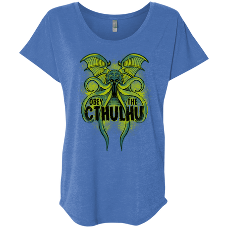 T-Shirts Vintage Royal / X-Small Obey the Cthulhu Neon Triblend Dolman Sleeve