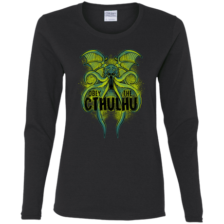 T-Shirts Black / S Obey the Cthulhu Neon Women's Long Sleeve T-Shirt