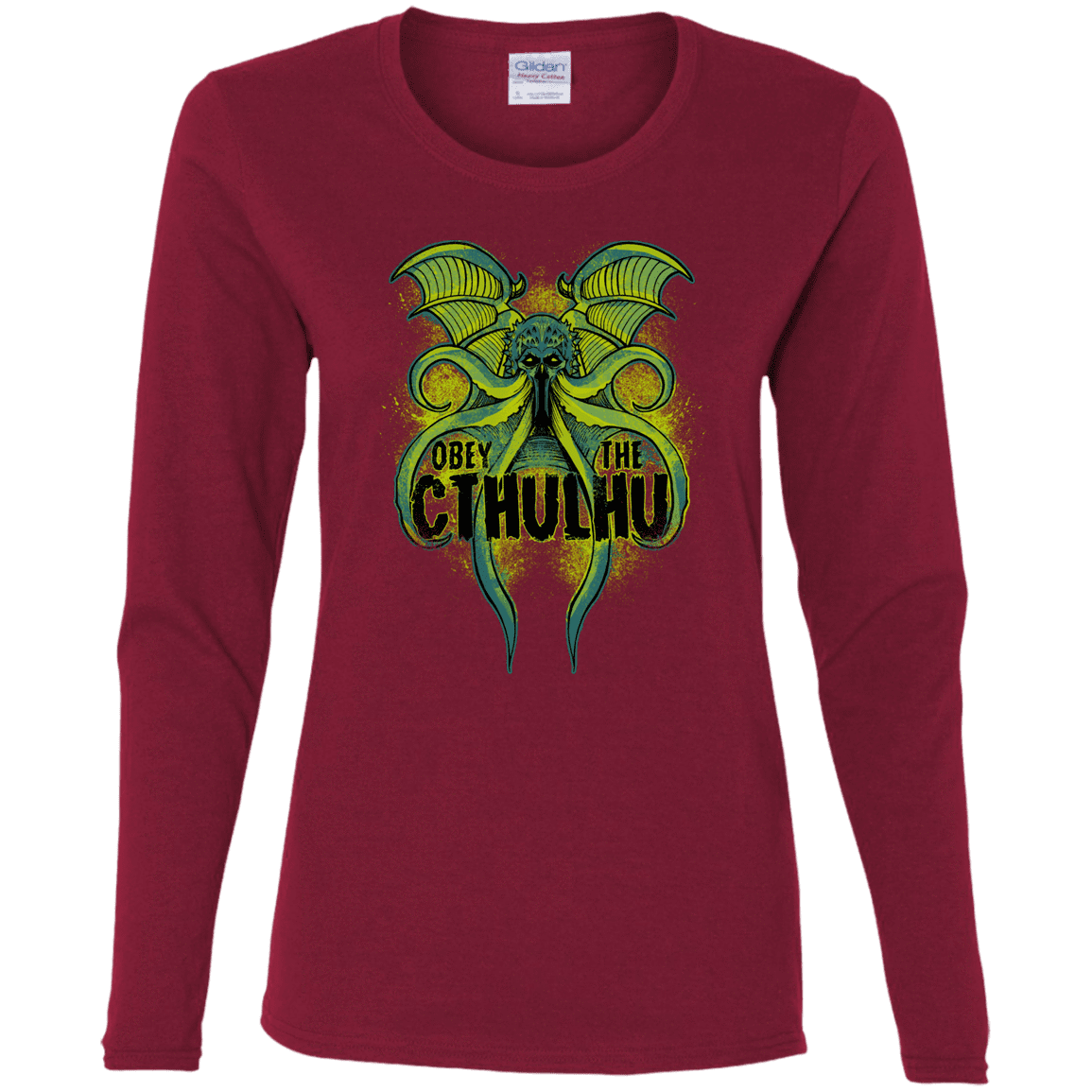 T-Shirts Cardinal / S Obey the Cthulhu Neon Women's Long Sleeve T-Shirt