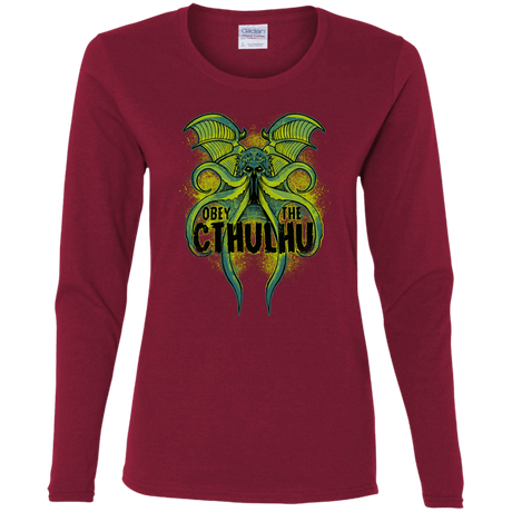 T-Shirts Cardinal / S Obey the Cthulhu Neon Women's Long Sleeve T-Shirt