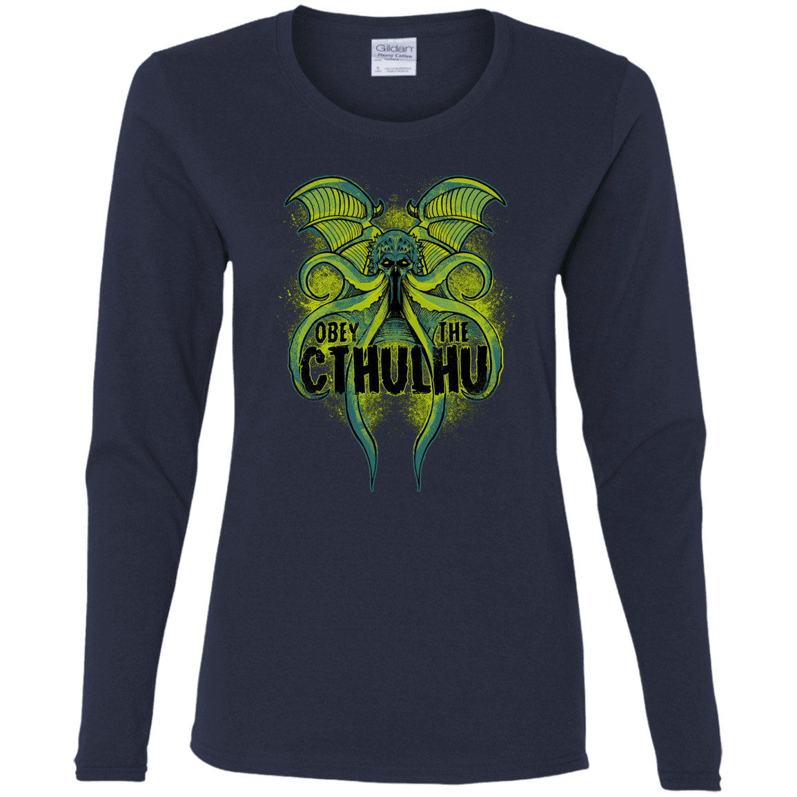 T-Shirts Navy / S Obey the Cthulhu Neon Women's Long Sleeve T-Shirt