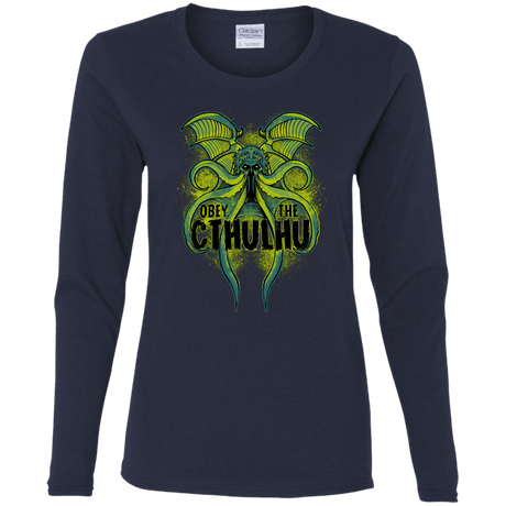 T-Shirts Navy / S Obey the Cthulhu Neon Women's Long Sleeve T-Shirt