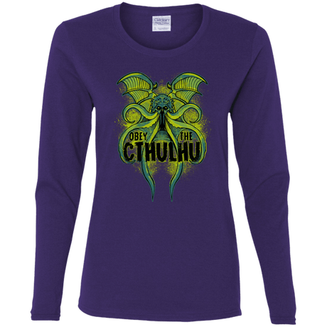 T-Shirts Purple / S Obey the Cthulhu Neon Women's Long Sleeve T-Shirt