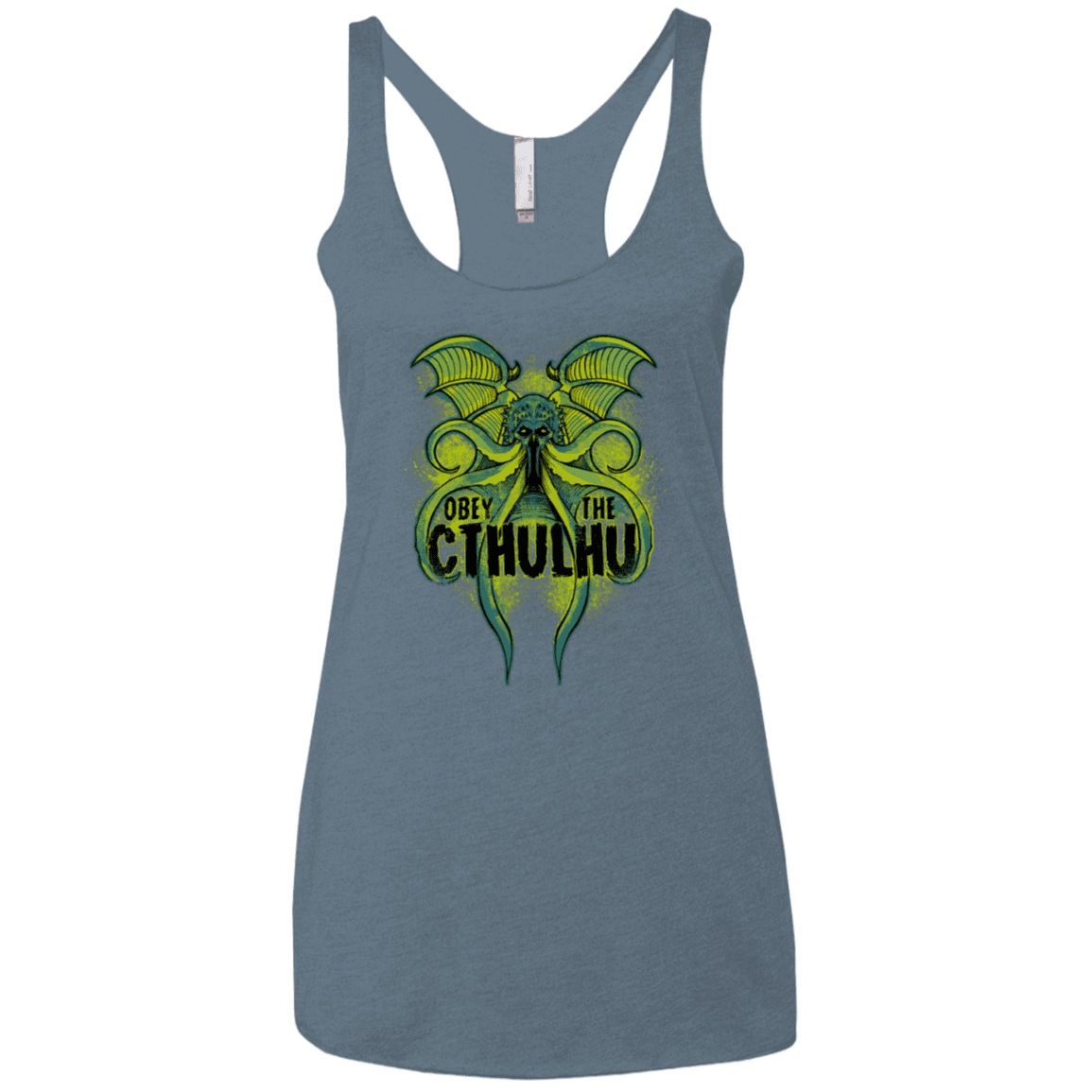 T-Shirts Indigo / X-Small Obey the Cthulhu Neon Women's Triblend Racerback Tank