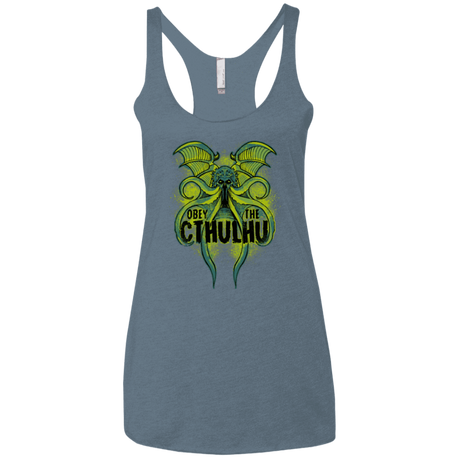 T-Shirts Indigo / X-Small Obey the Cthulhu Neon Women's Triblend Racerback Tank