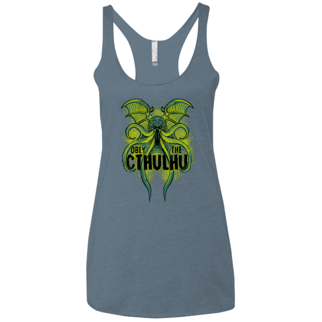 T-Shirts Indigo / X-Small Obey the Cthulhu Neon Women's Triblend Racerback Tank
