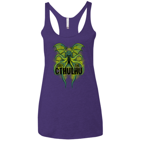T-Shirts Purple Rush / X-Small Obey the Cthulhu Neon Women's Triblend Racerback Tank