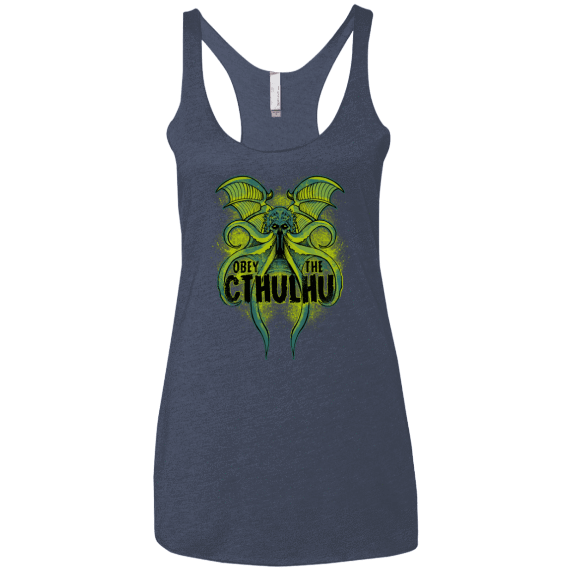 T-Shirts Vintage Navy / X-Small Obey the Cthulhu Neon Women's Triblend Racerback Tank
