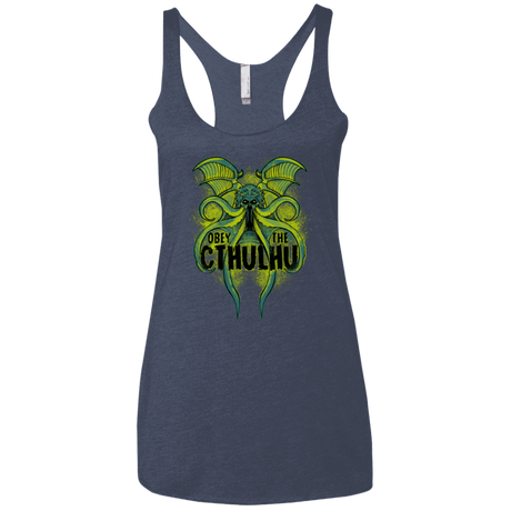 T-Shirts Vintage Navy / X-Small Obey the Cthulhu Neon Women's Triblend Racerback Tank