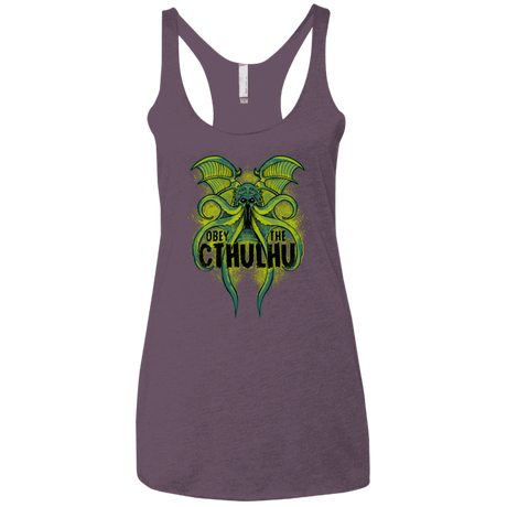 T-Shirts Vintage Purple / X-Small Obey the Cthulhu Neon Women's Triblend Racerback Tank