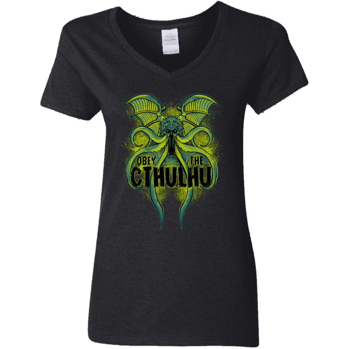 T-Shirts Black / S Obey the Cthulhu Neon Women's V-Neck T-Shirt