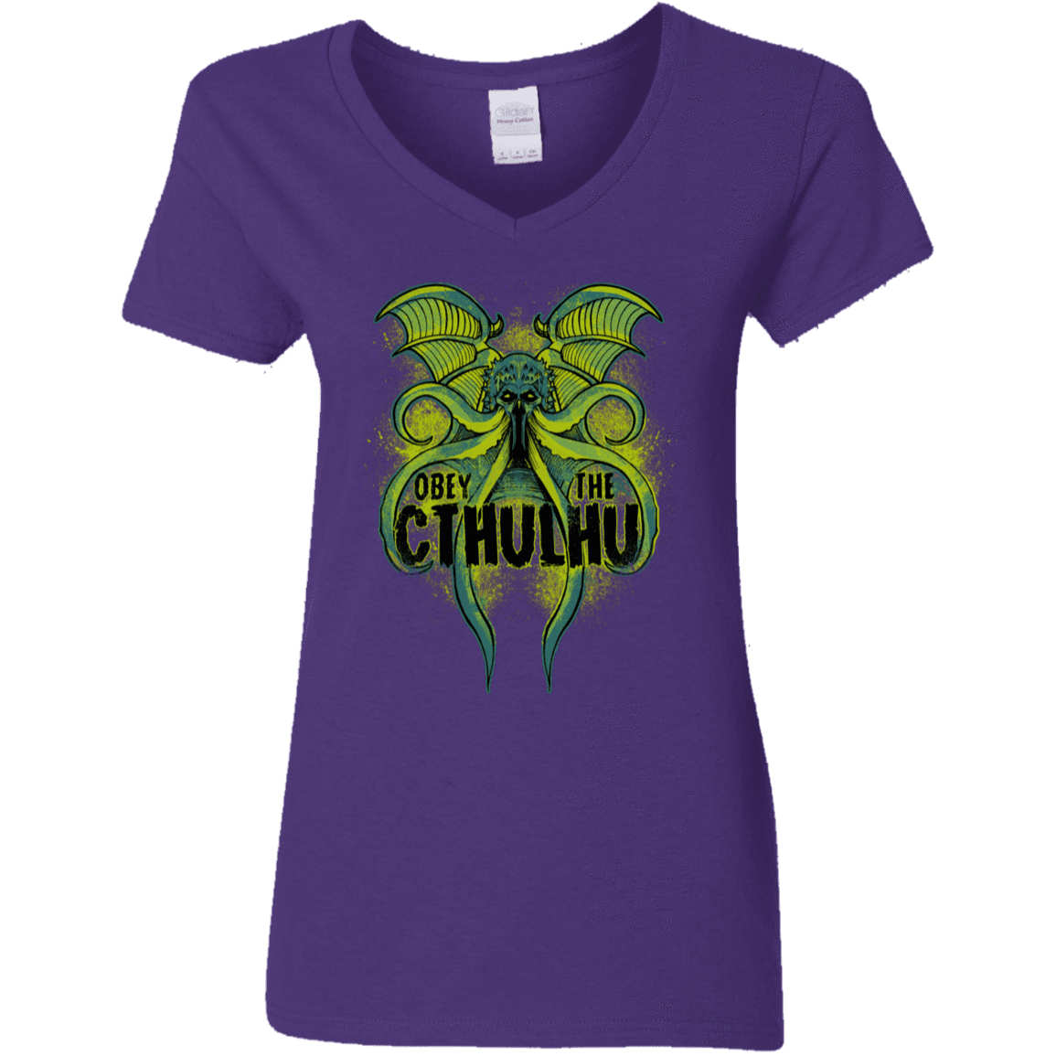 T-Shirts Purple / S Obey the Cthulhu Neon Women's V-Neck T-Shirt