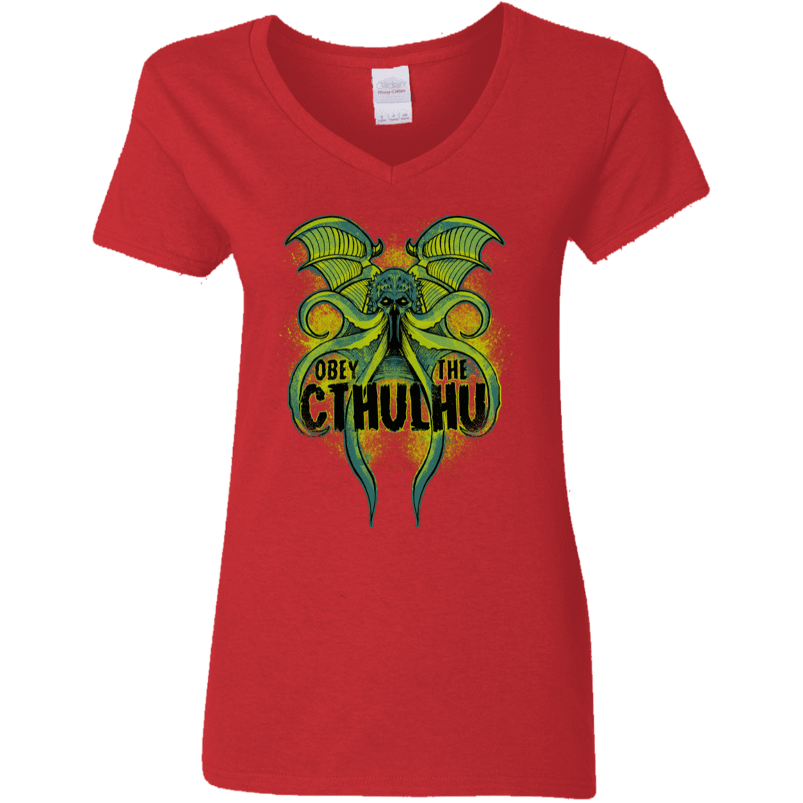 T-Shirts Red / S Obey the Cthulhu Neon Women's V-Neck T-Shirt