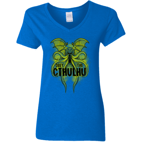 T-Shirts Royal / S Obey the Cthulhu Neon Women's V-Neck T-Shirt