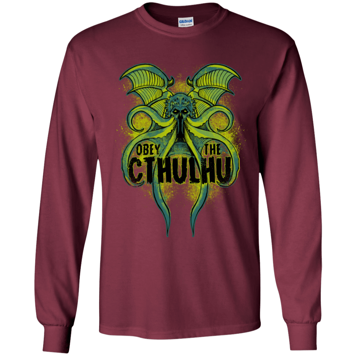 T-Shirts Maroon / YS Obey the Cthulhu Neon Youth Long Sleeve T-Shirt