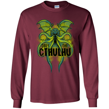 T-Shirts Maroon / YS Obey the Cthulhu Neon Youth Long Sleeve T-Shirt