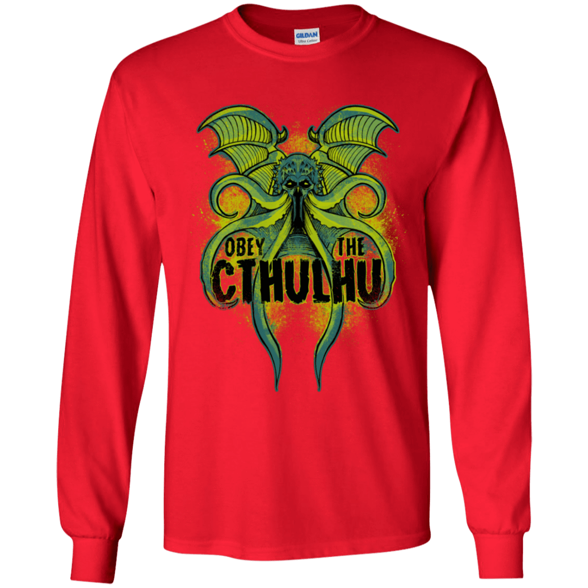 T-Shirts Red / YS Obey the Cthulhu Neon Youth Long Sleeve T-Shirt