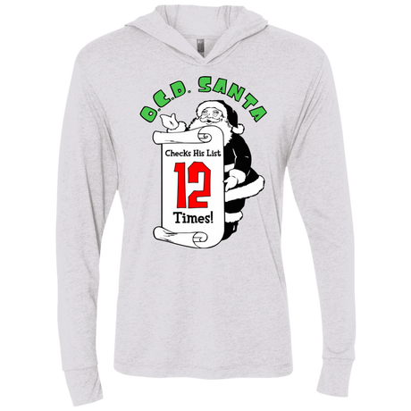 T-Shirts Heather White / X-Small OCD Santa Triblend Long Sleeve Hoodie Tee