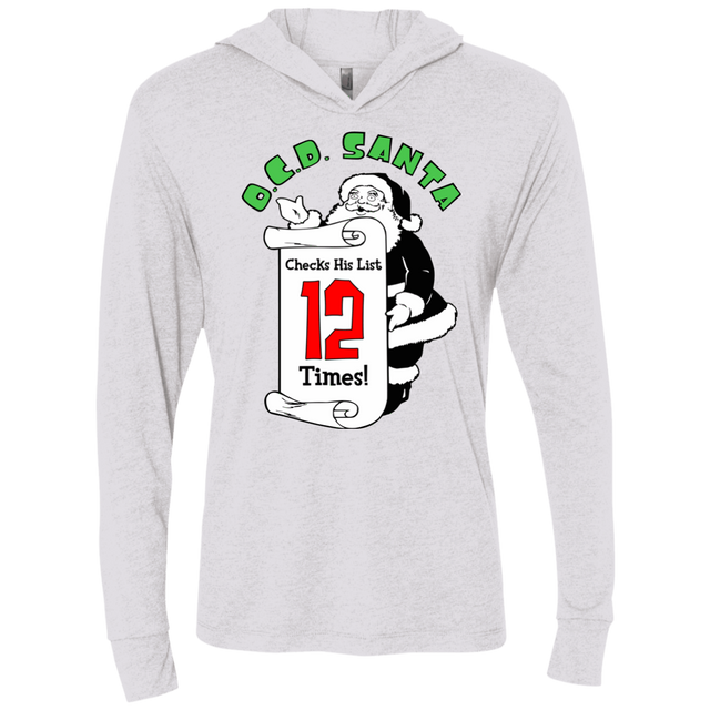 T-Shirts Heather White / X-Small OCD Santa Triblend Long Sleeve Hoodie Tee