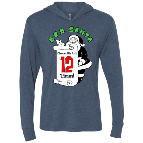 T-Shirts Indigo / X-Small OCD Santa Triblend Long Sleeve Hoodie Tee